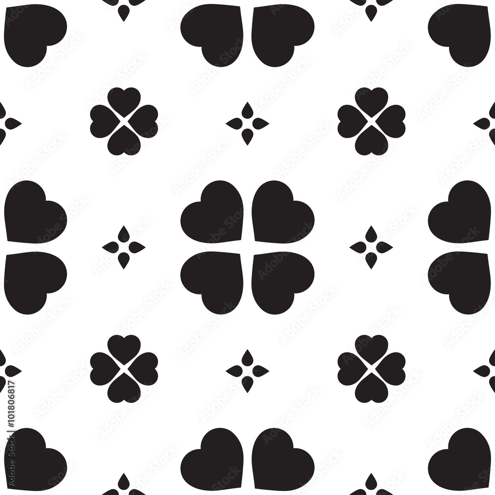 Fototapeta premium Monochrome seamless pattern with hearts