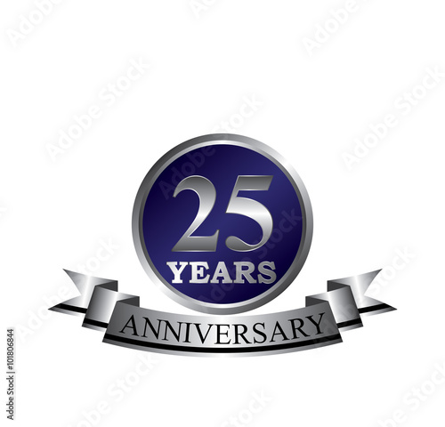 25 anniversary with blue silver ring and ribbon