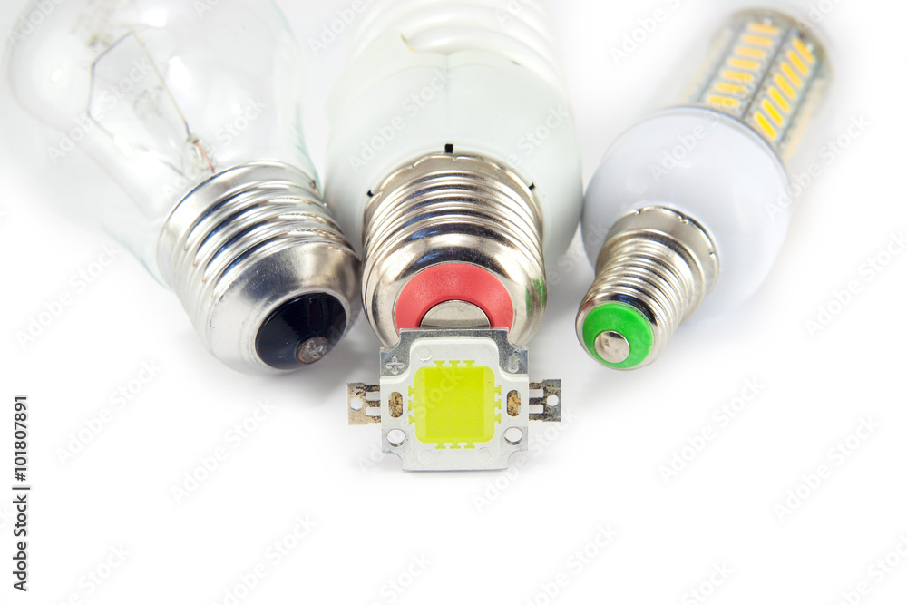 Led, neon and tungsten bulbs with check-boxes. Led, neon and tungsten bulbs with check-boxes.