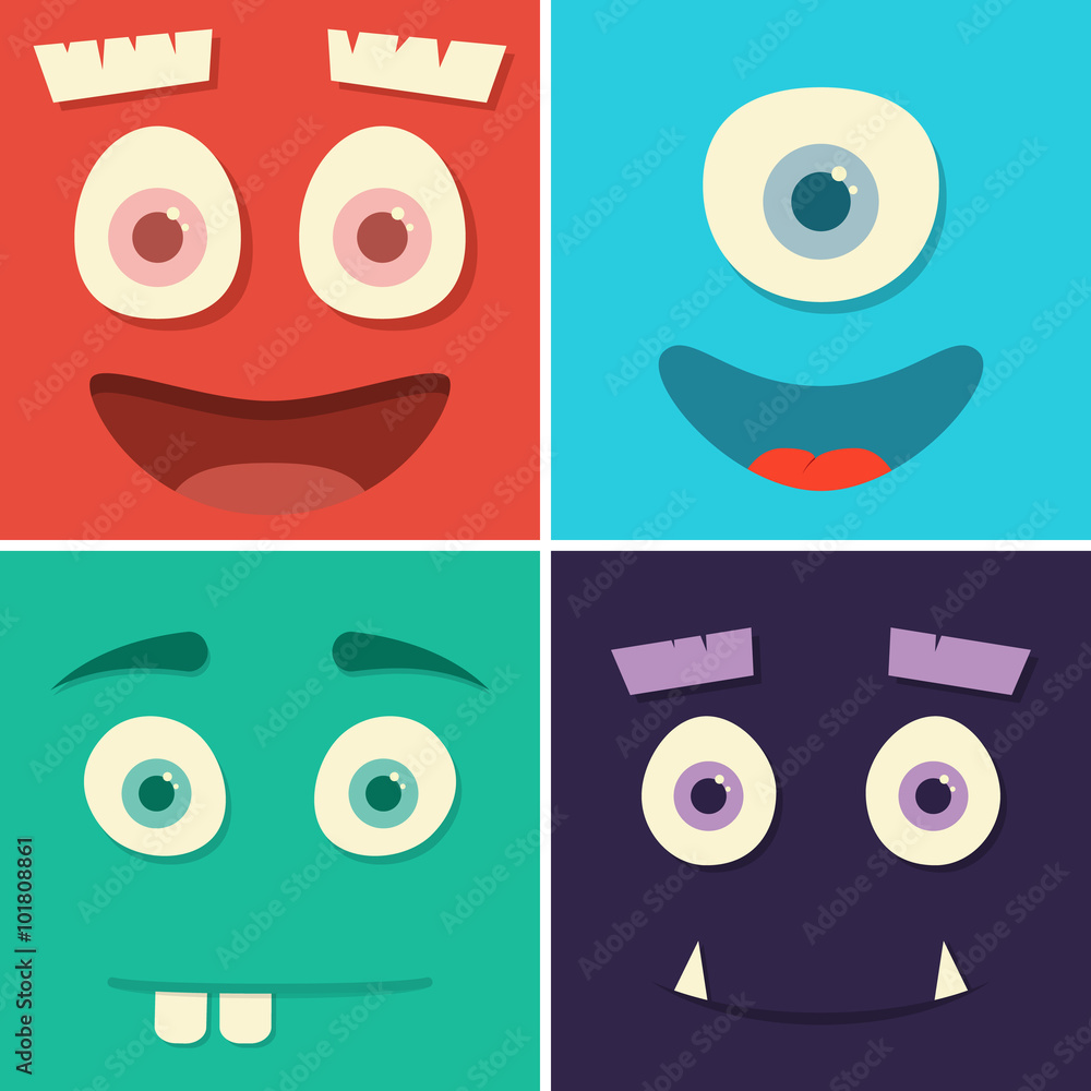 Face monsters with emotions Face monsters with emotions