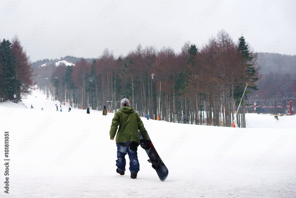 Mountains ski resort, nature and sport background