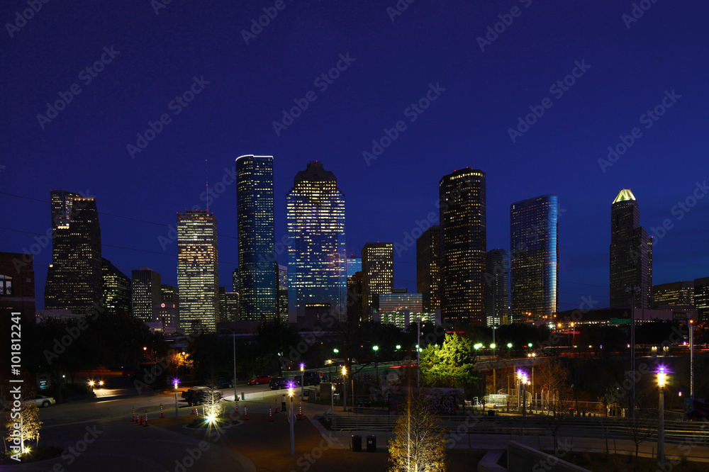 Houston, Texas skyline on a clear night
