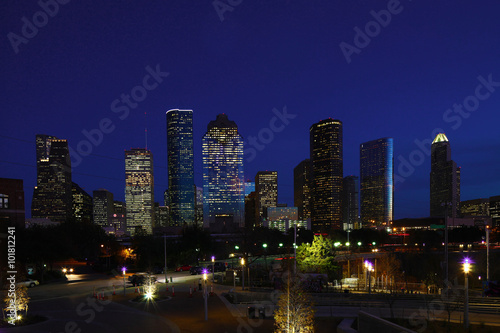 Houston  Texas skyline on a clear night