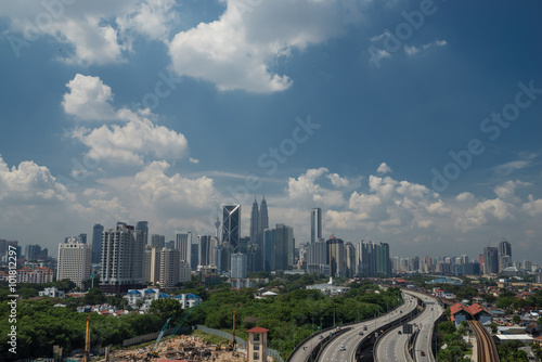 KUALA LUMPUR, MALAYSIA - 11TH JANUARY 2016; View of downtown Kuala Lumpur, Malaysia (called simply KL by locals). KL is a busy city with skyscrapers,colonial architecture and lots of greenery.