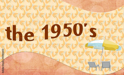 The 1950s -  banner style background with summer patio chairs and umbrella
