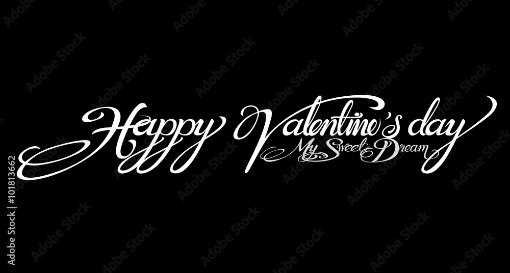 text design for Valentine Card on black background