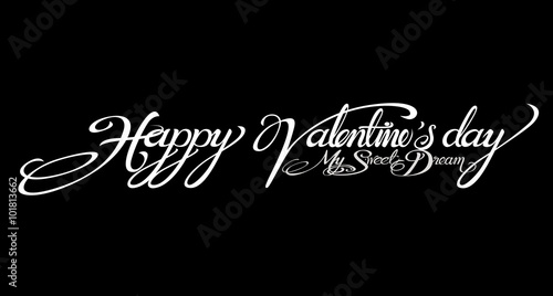 text design for Valentine Card on black background