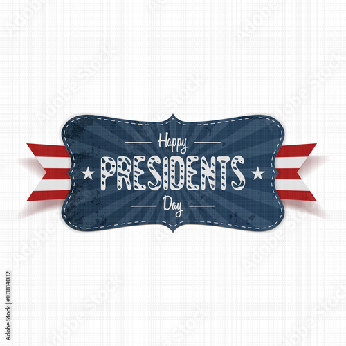 Happy Presidents Day Text on vintage blue Banner