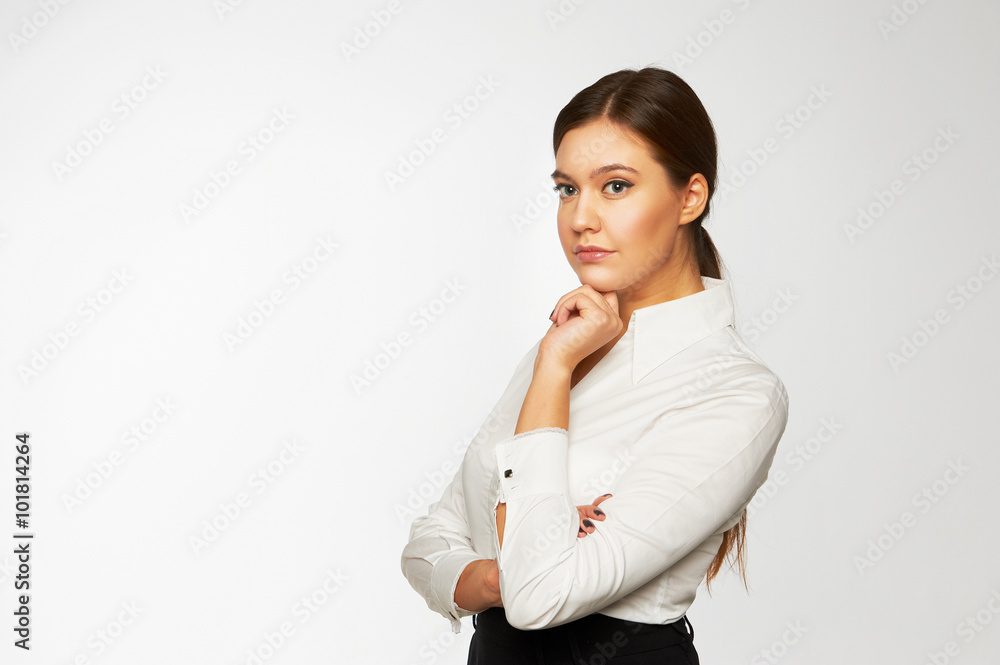 Young business woman on white background Young business woman on white background