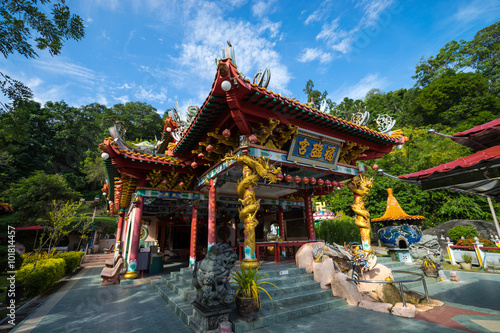PERAK, MALAYSIA - 15TH JANUARY 2016; The ornate architecture at Fu Lin Kong Temple during Chinese New Year festive season in Pangkor island of Malaysia.