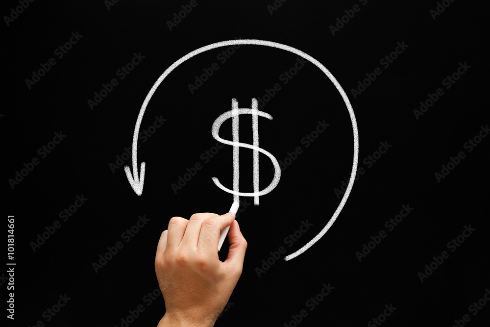 Fotografie Refund Arrow Concept Blackboard