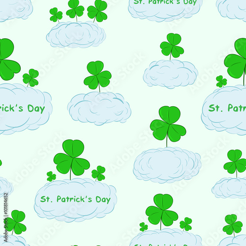 Seamless shamrocks in the clouds