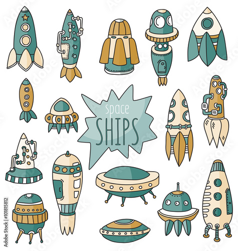 set of spaceships, pattern, shuttles, space plates