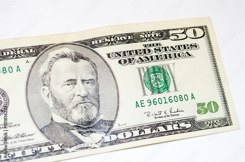 Macro shot of a 50 dollars Macro shot of a 50 dollars