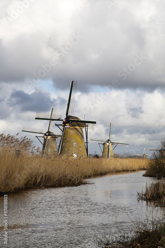 Fototapeta Naklejka Na Ścianę i Meble -  Dutch windmills of Unesco World Heritage Site Kinderdijk, South Holland, Netherlands