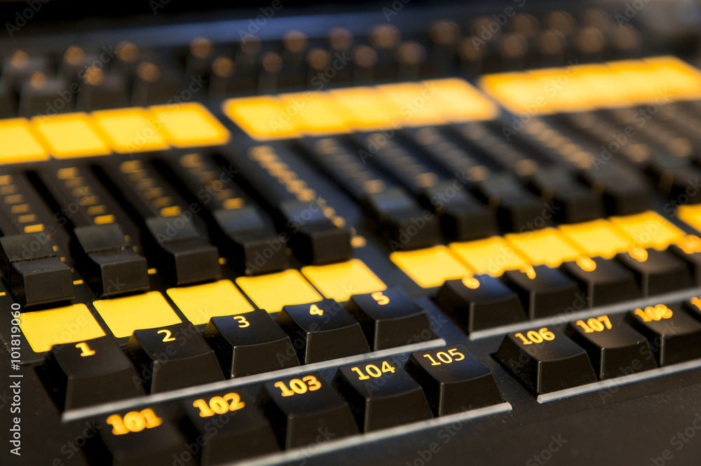 Obraz premium Sound mixer control panel, closeup.