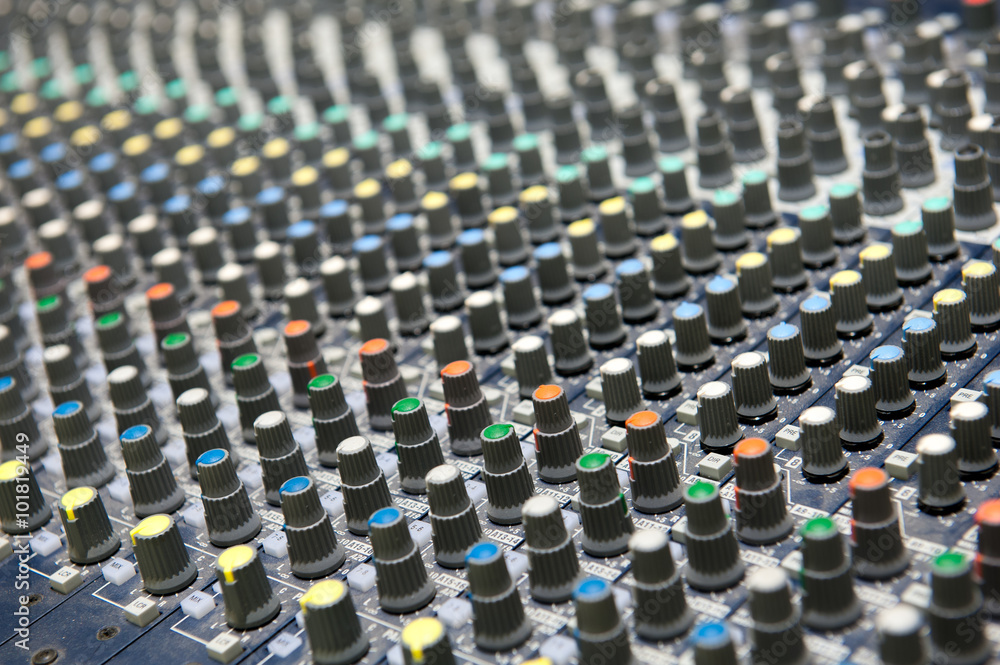 Buttons equipment for sound mixer control Buttons equipment for sound mixer control