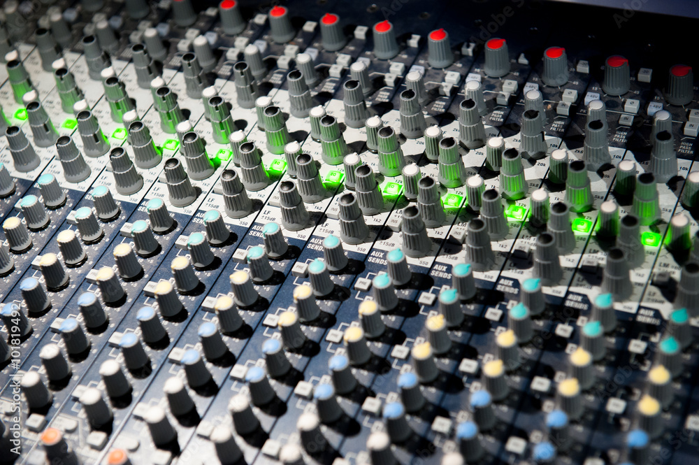 Buttons equipment for sound mixer control Buttons equipment for sound mixer control