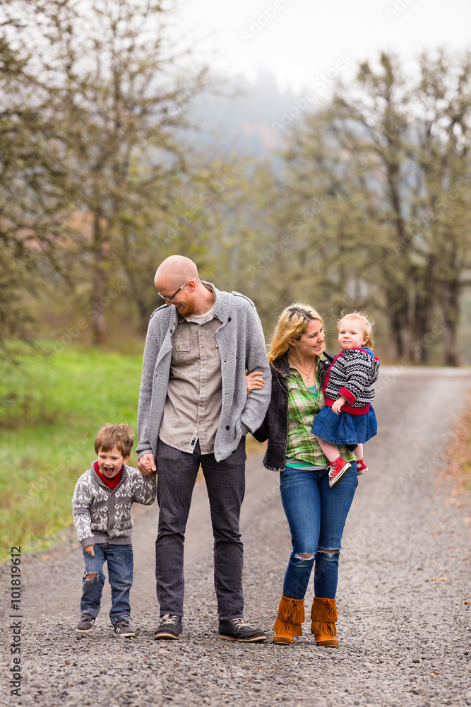 Family Portrait of Four Outdoors Family Portrait of Four Outdoors
