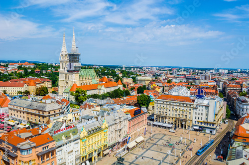 aerial view of the ben jelacic square in the croatian capital zagreb photo
