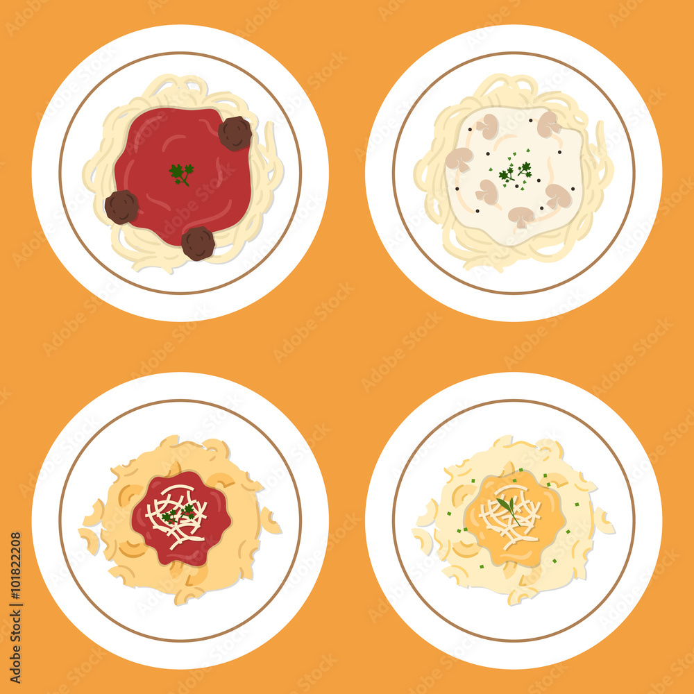 Food set, Spaghetti and macaroni Food set, Spaghetti and macaroni