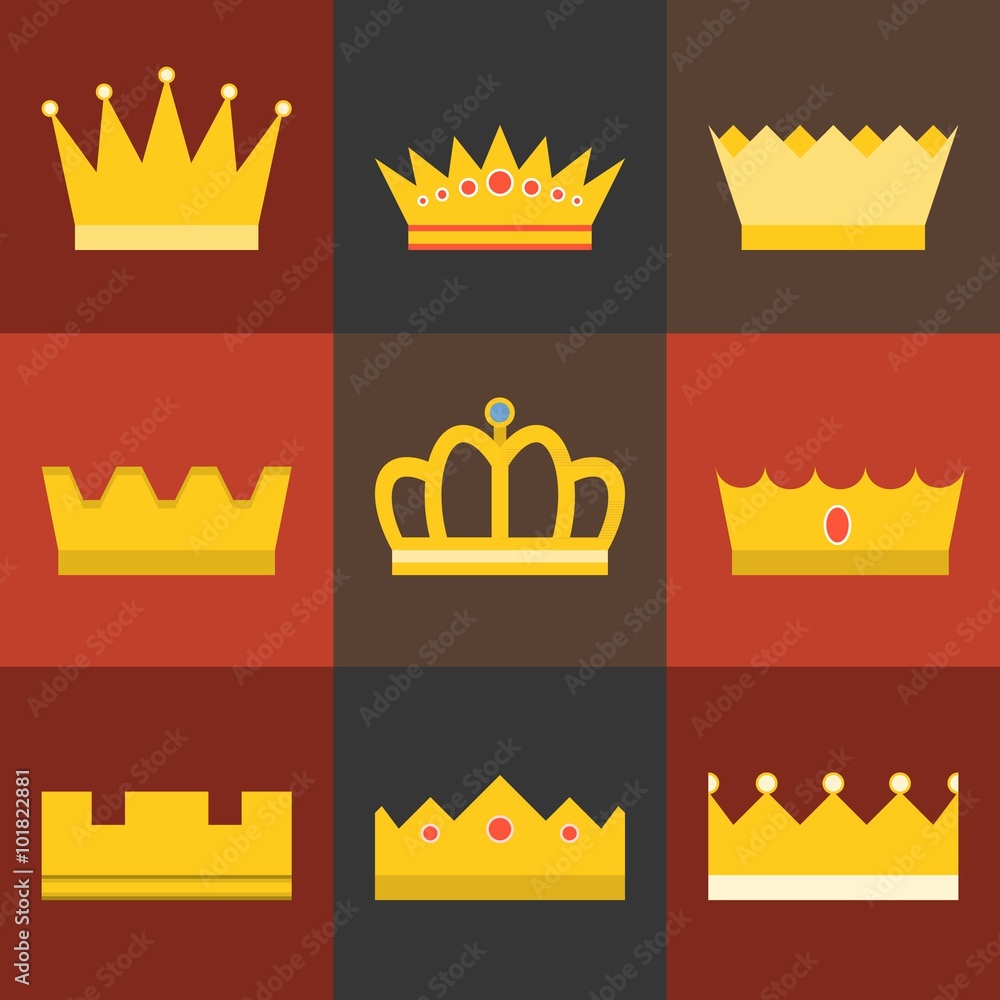 Vector crown, flat design set 4 Vector crown, flat design set 4