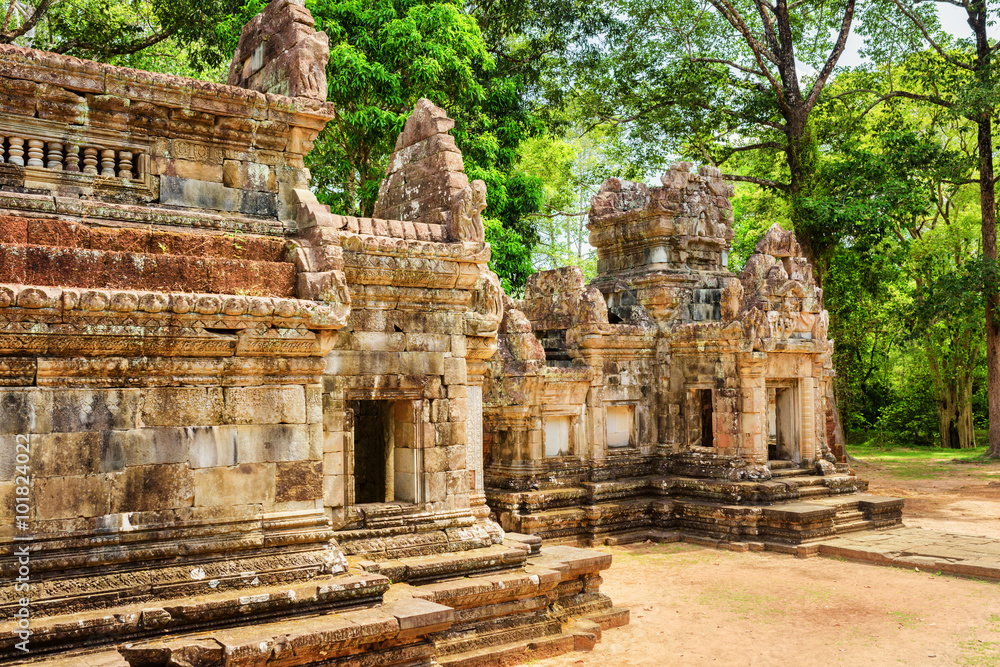 Side view of ancient Thommanon temple in Angkor, Cambodia