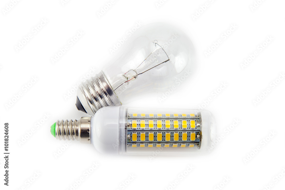 light bulb and LED lamp isolated on white light bulb and LED lamp isolated on white