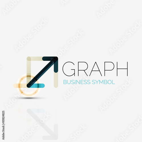 Abstract logo idea, linear chart or graph business icon. Creative vector logotype design template