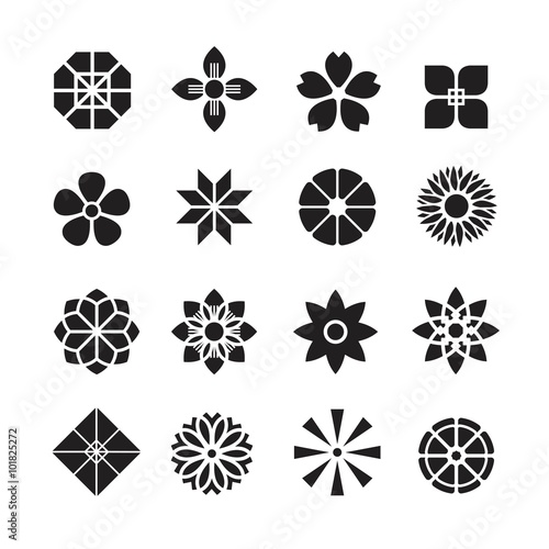 Fototapeta Naklejka Na Ścianę i Meble -  Flowers ornament icon,vector set