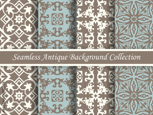 Antique seamless background collection brown and blue_26 