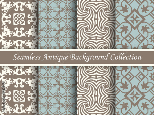 Antique seamless background collection brown and blue_27 