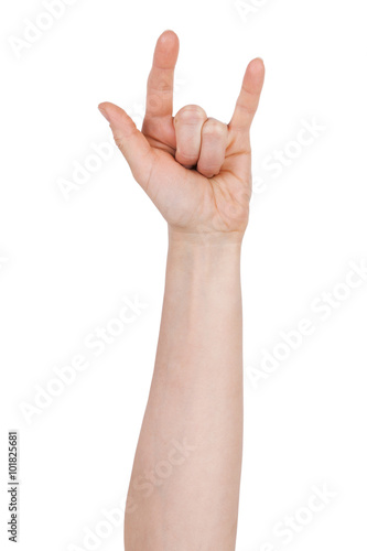 Human hand with two raised fingers