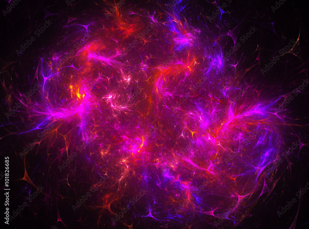 Fototapeta premium Jasny błysk w ciemnej przestrzeni.