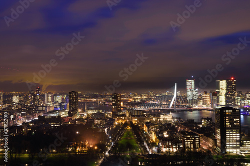 Rotterdam at twilight as seen from the Euromast tower, The Netherlands