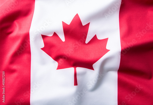 Close up shot of wavy Canadian flag.