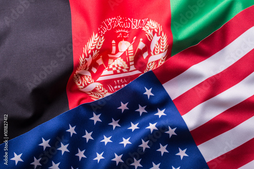 USA and Afganistan. Usa flag and afganistan flag.