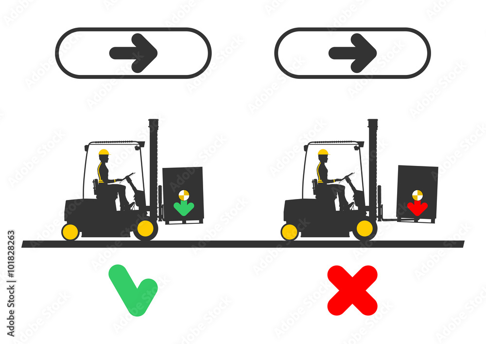 Fototapeta premium Dangers when working a forklift. Flat vector infographic on a white background.