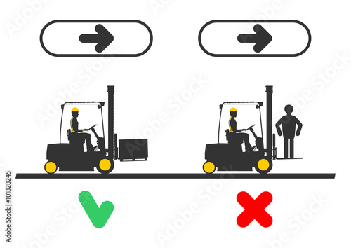 Dangers when working a forklift. Flat vector infographic on a white background.