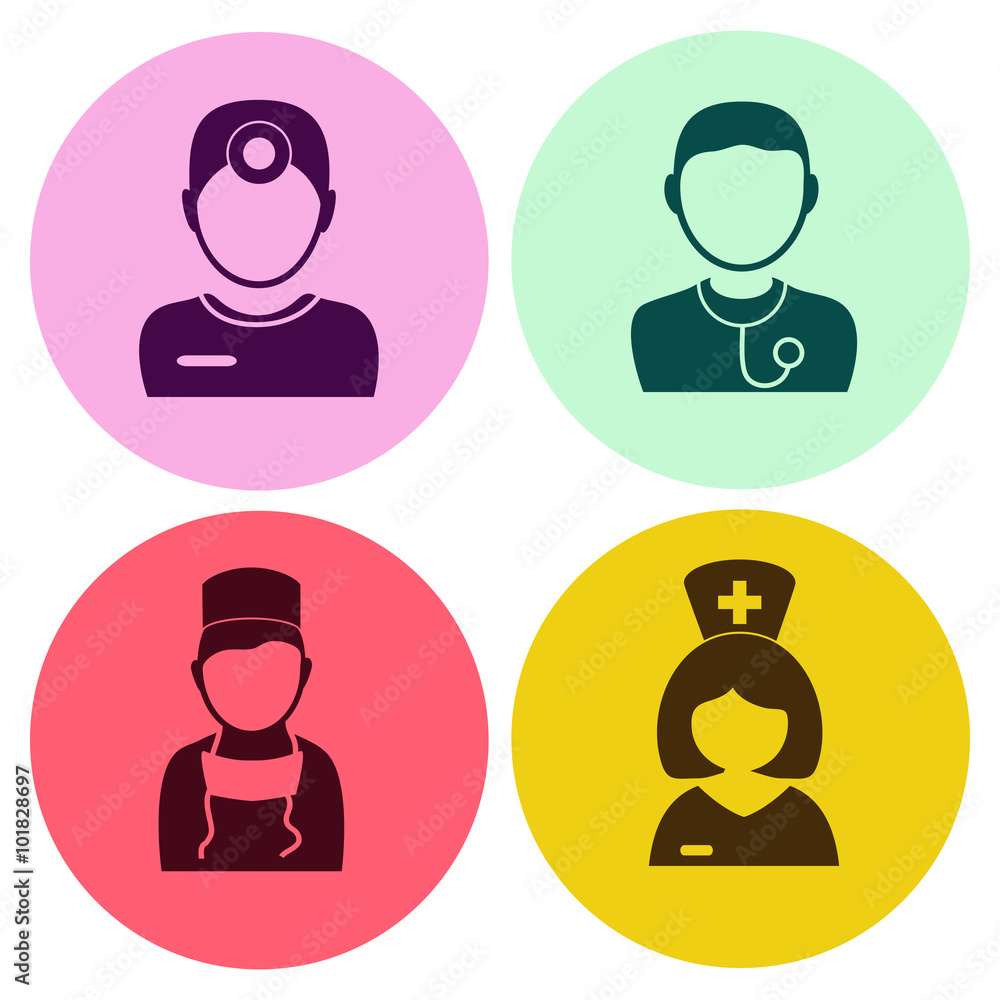 Professions. Medical. Doctors. People at work. Set. Vector icon. Professions. Medical. Doctors. People at work. Set. Vector icon.