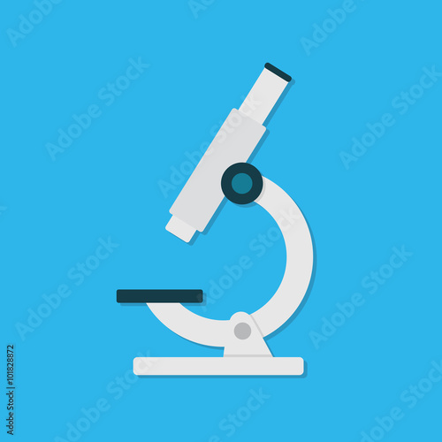 Microscope icon on a blue background 