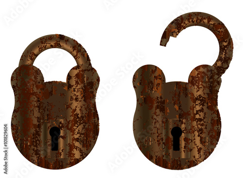 Isolated Rusty Padlock