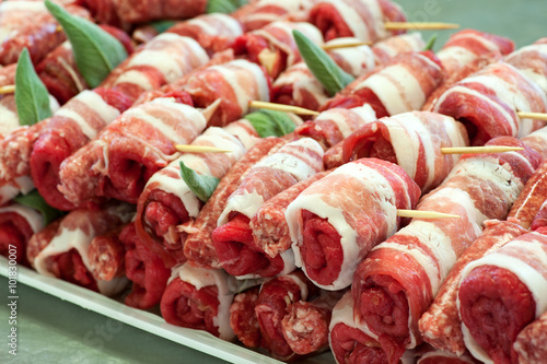 Raw red meat rolls