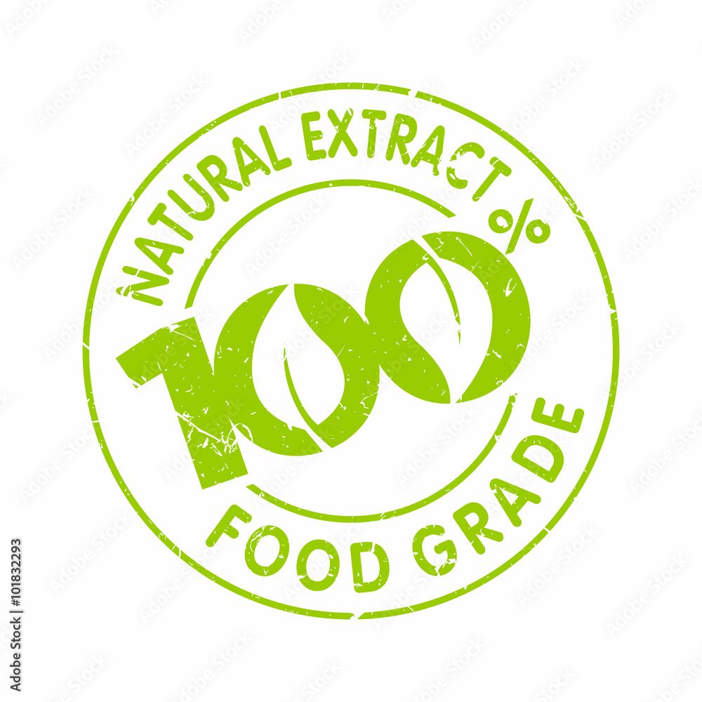 Vector 100 Natural Extract and Food Grade Rubber Stamp Stock Vector