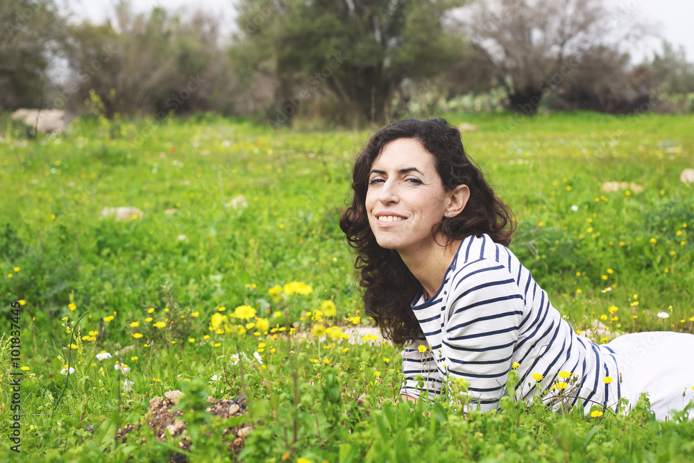 outdoor portrait of a beautiful middle aged woman outdoor portrait of a beautiful middle aged woman