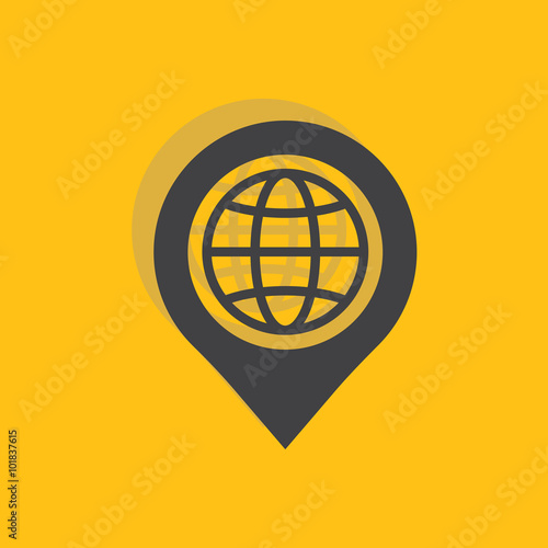 Pin with globe icon