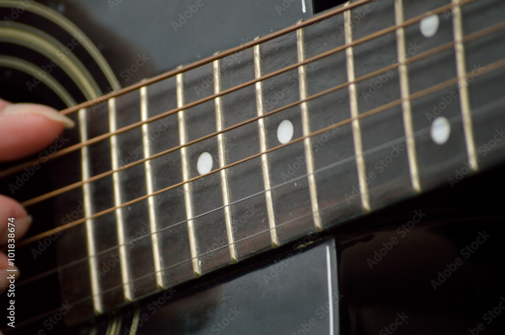Fotografie Guitar fretboard closeup