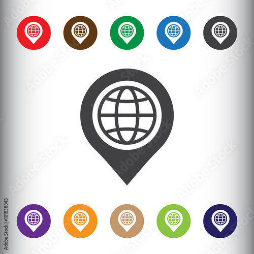 Pin with globe icon