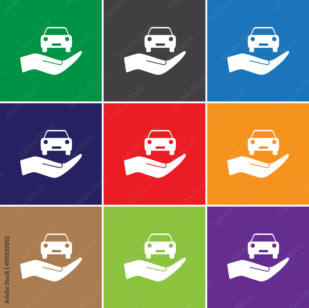 Car in hand icon Car in hand icon