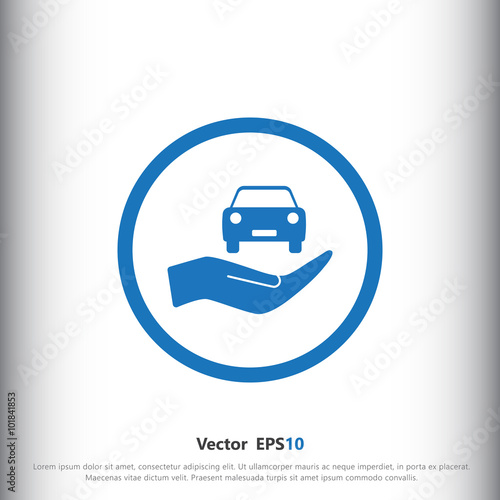Car in hand icon